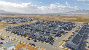 Aerial view featuring a mountain view