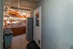 Interior space featuring concrete flooring