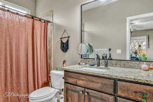 Bathroom with vanity and toilet