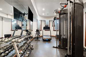 Workout area with a healthy amount of sunlight