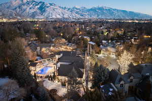 Birds eye view of property with a mountain view
