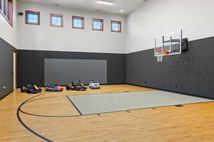 View of basketball court with plenty of natural light