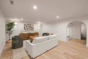 Living room featuring light hardwood / wood-style flooring