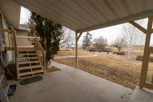 View of deck from covered patio