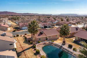 Bird's eye view with a mountain view