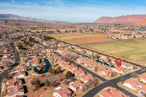 Bird's eye view featuring a mountain view