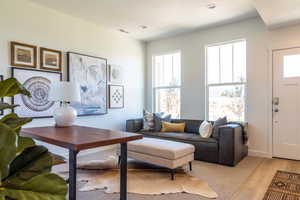 Office featuring light wood-type flooring