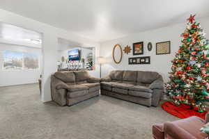 View of carpeted living room