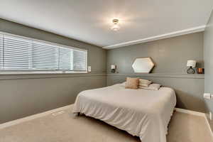 Bedroom featuring carpet