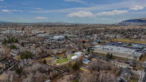 Birds eye view of property.