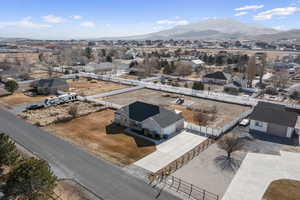 Aerial view featuring a mountain view