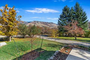 View of yard featuring a mountain view