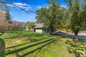 View of yard with a mountain view