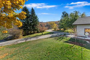 View of yard with a mountain view