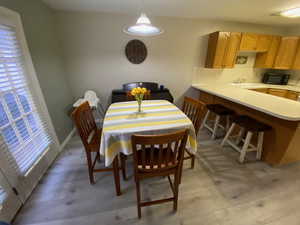 Dining area with sink