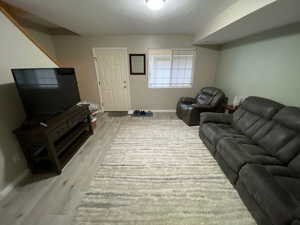 Living room featuring light hardwood / wood-style flooring