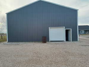 Exterior space with a garage