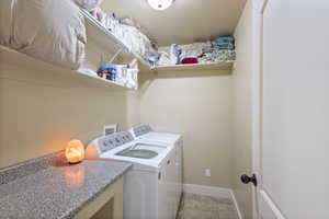 Laundry area with washer and clothes dryer