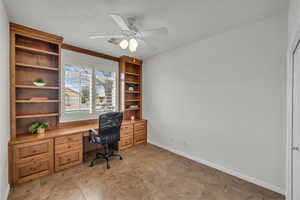 Office featuring ceiling fan