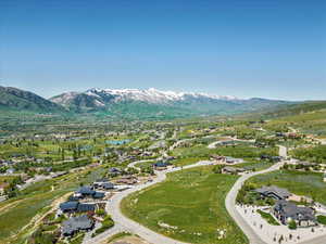 Aerial view featuring a mountain view