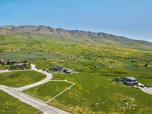 Aerial view with a mountain view