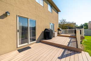 Wooden deck with area for grilling