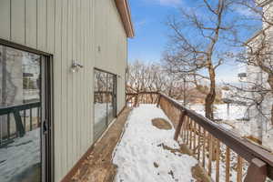 Wooden balcony with a deck