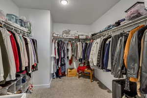 Spacious closet featuring carpet