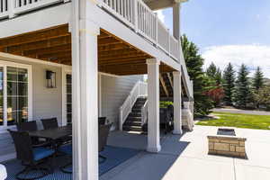 View of patio / terrace with a fire pit