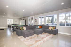 Living room with billiards