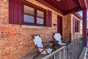 View of patio with covered porch