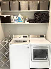 Laundry room featuring independent washer and dryer