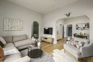 Living room featuring light wood-type flooring