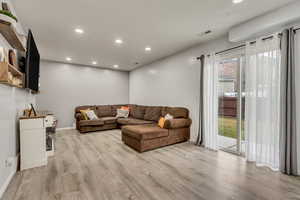 Living room featuring light wood-type flooring