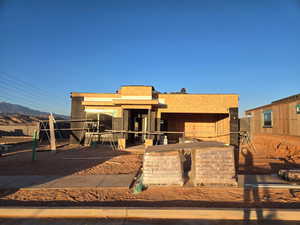 View of front of house with a mountain view