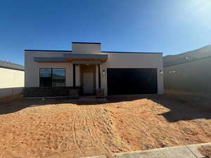 Contemporary home with a garage