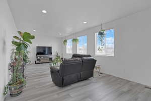 Living room featuring light wood-type flooring