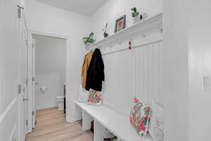 Mudroom featuring light hardwood / wood-style floors