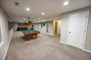 Home theatre / recreation room with 3 huge storage room/closets