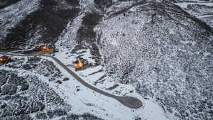 View of snowy aerial view of Lot 121