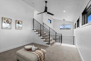 Another angle of the loft showing stairs to 2nd Primary bedroom.