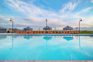 View of pool featuring a gazebo