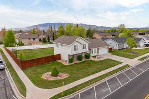 Bird's eye view with a mountain view and a residential view