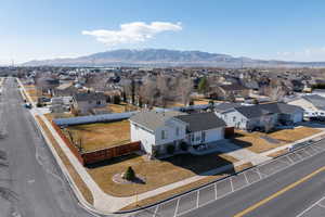 Aerial view featuring a mountain view