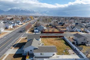 Drone / aerial view with a mountain view