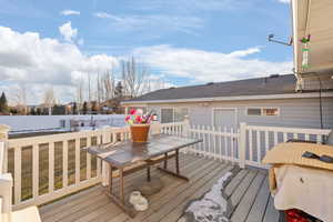 Wooden deck with a lawn