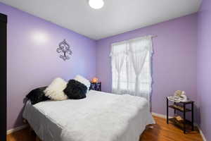 Bedroom with hardwood / wood-style floors