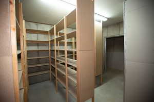 View of storage room with included shelving