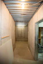 View of basement storage area