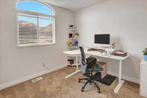 Home office featuring carpet floors